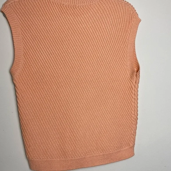 3-1 Phillip Lim Sleeveless Sweater, Peach, Ribbed Size M - Picture 7 of 11